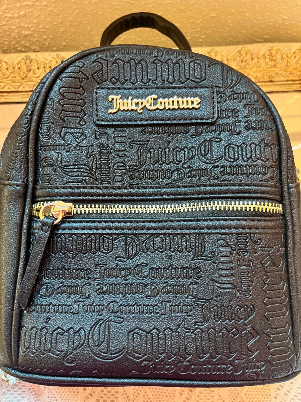 Juicy Couture Black Embossed Logo Mini Backpack